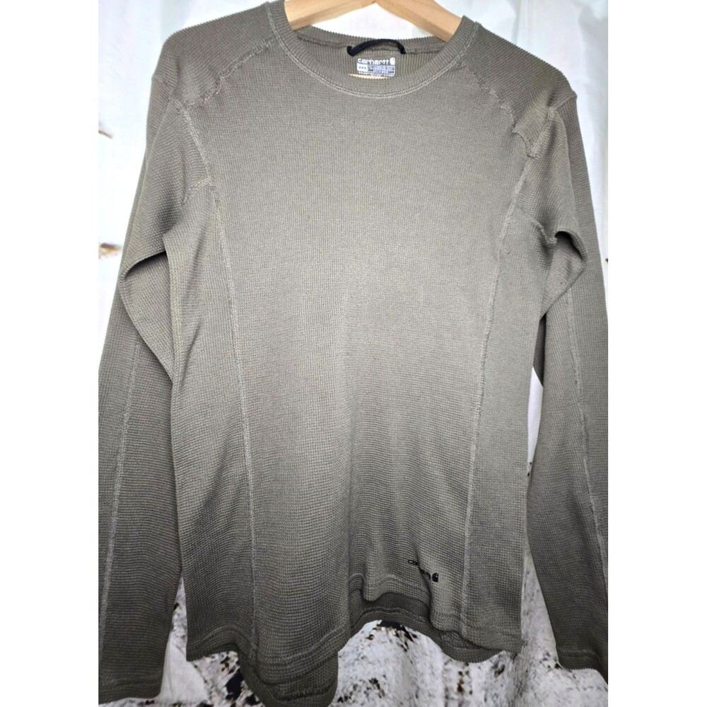 Carhartt Force Base Layer Waffle Thermal Long Sleeve Shirt Olive Green Size Medi